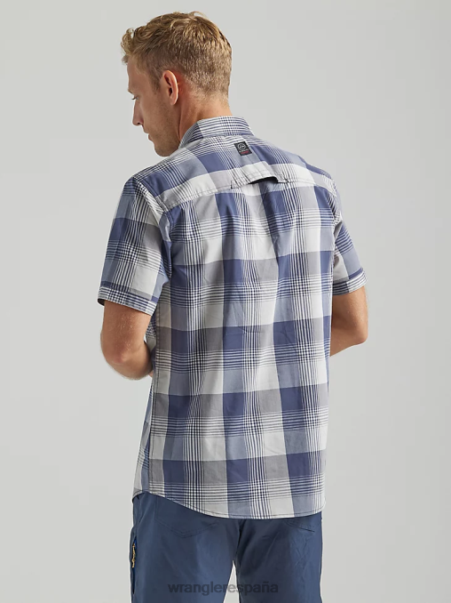 Wrangler ropa niebla (112333854) hombres atg camisa asimétrica a cuadros con bolsillo con cremallera BDR0J321