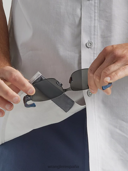 Wrangler ropa niebla (112333905) hombres camisa atg asimétrica con bolsillo y cremallera BDR0J328