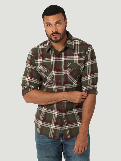 Wrangler ropa noche del bosque (112325082) hombres camisa de franela con nube que se puede estirar libremente BDR0J385