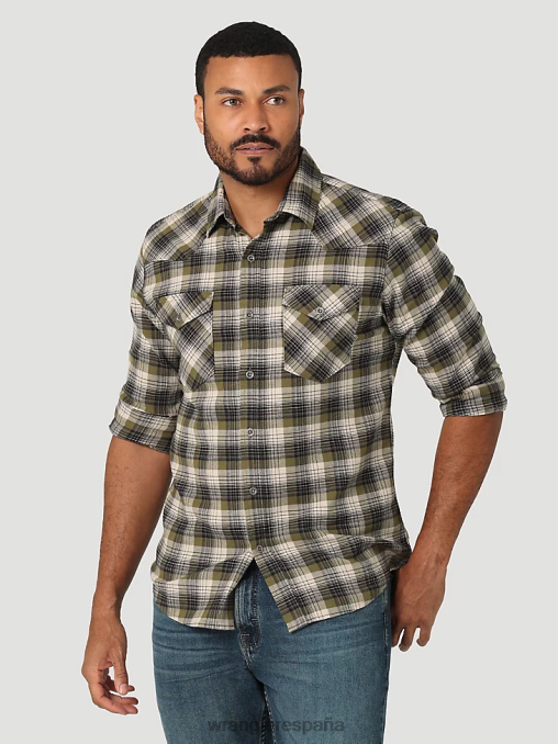 Wrangler ropa oliva capuleto (112324434) hombres camisa de franela con nube que se puede estirar libremente BDR0J381