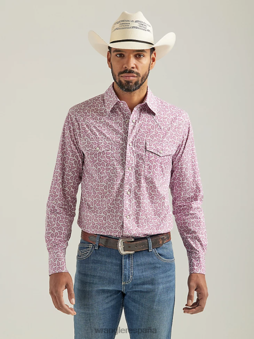 Wrangler ropa paisley rosa (112324838) hombres Camisa con estampado occidental de manga larga y comodidad avanzada 20x Competition BDR0J486
