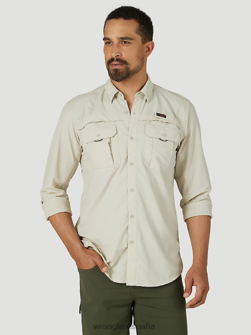 Wrangler ropa pelícano (10nsb75pn) hombres camisa de manga larga atg pescador BDR0J340