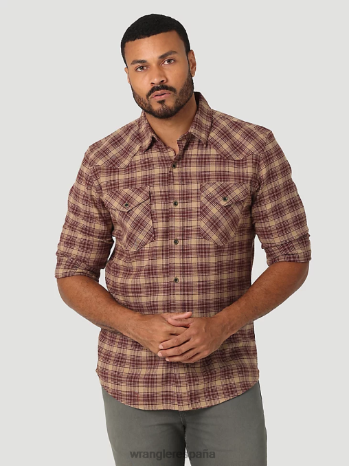 Wrangler ropa roble petrificado (112324448) hombres camisa de franela con nube que se puede estirar libremente BDR0J382