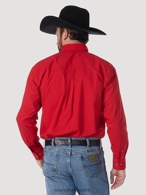 Wrangler ropa rojo (mgs274r) hombres camisa lisa con botones george strait & national patriot BDR0J373