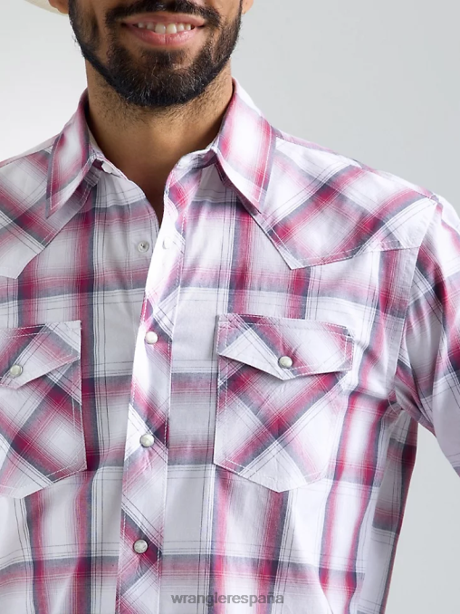 Wrangler ropa rosa grande (112324837) hombres Camisa a cuadros con botones a presión estilo occidental, manga larga, dos bolsillos, comodidad avanzada, 20x Competition BDR0J494