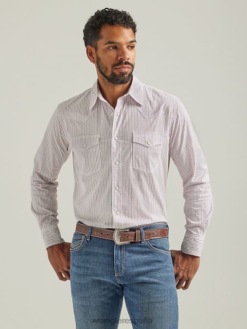 Wrangler ropa rosa oscuro (112324835) hombres Camisa con estampado occidental de manga larga y comodidad avanzada 20x Competition BDR0J484