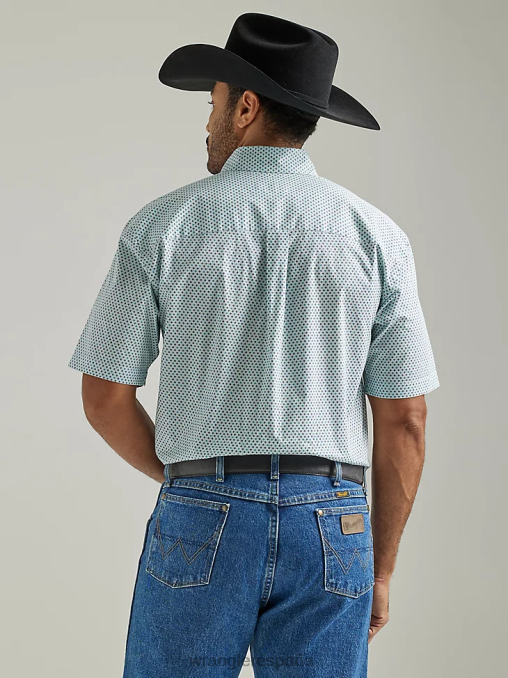 Wrangler ropa tablero acuático (112327821) hombres Camisa con estampado de un bolsillo y botones de manga corta George Strait BDR0J301