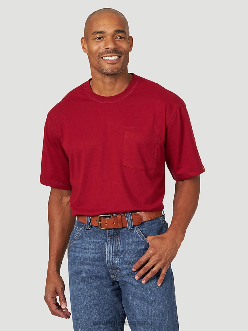 Wrangler ropa grosella roja (3w701cr) hombres Camiseta de rendimiento de manga corta con 1 bolsillo Riggs Workwear BDR0J276