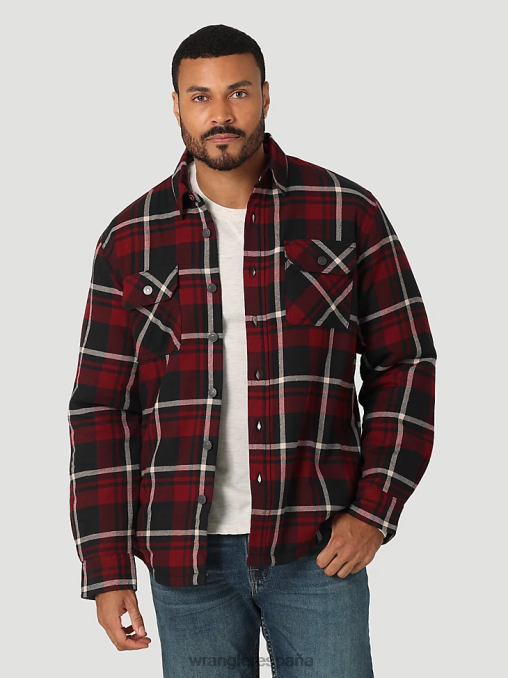 Wrangler ropa cabernet (112324455) hombres Chaqueta camisera gruesa con forro de sherpa a cuadros BDR0J387