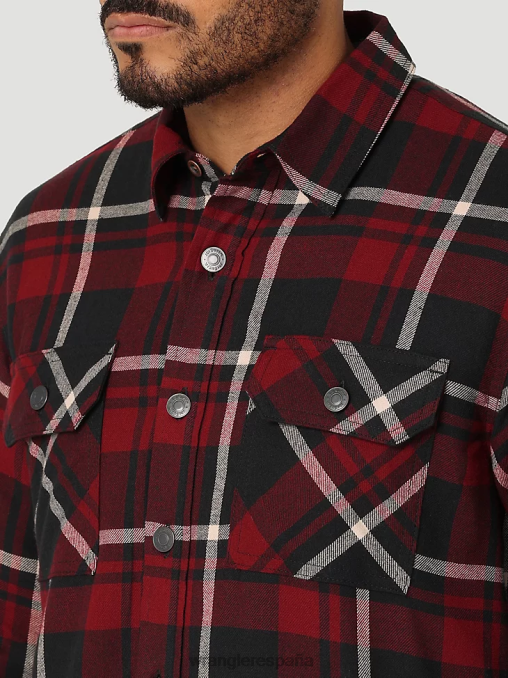 Wrangler ropa cabernet (112324455) hombres Chaqueta camisera gruesa con forro de sherpa a cuadros BDR0J387