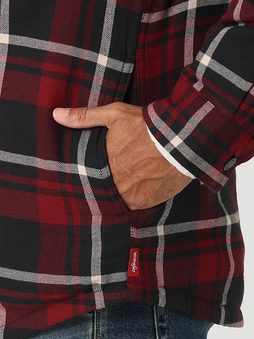 Wrangler ropa cabernet (112324455) hombres Chaqueta camisera gruesa con forro de sherpa a cuadros BDR0J387