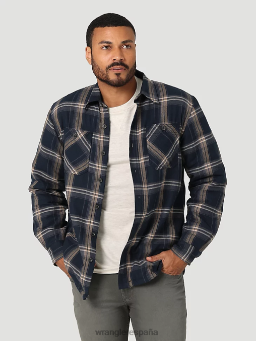 Wrangler ropa degradado azul (112324450) hombres Chaqueta camisera gruesa con forro de sherpa a cuadros BDR0J388