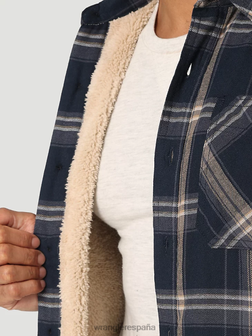 Wrangler ropa degradado azul (112324450) hombres Chaqueta camisera gruesa con forro de sherpa a cuadros BDR0J388