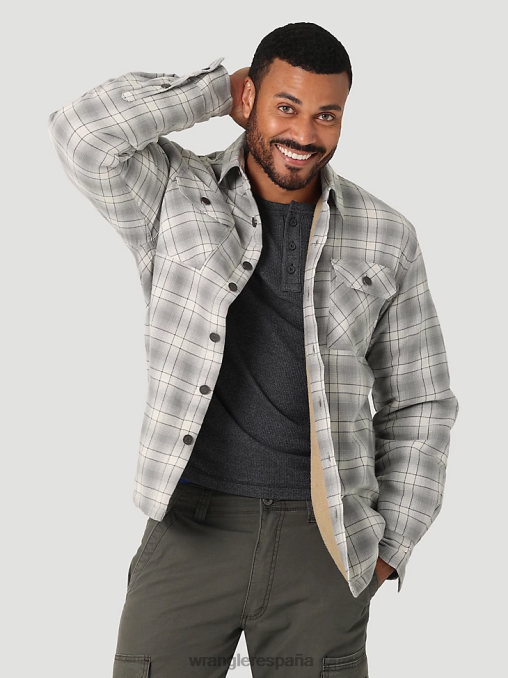Wrangler ropa gris vaporoso (112325083) hombres Chaqueta camisera gruesa con forro de sherpa a cuadros BDR0J389