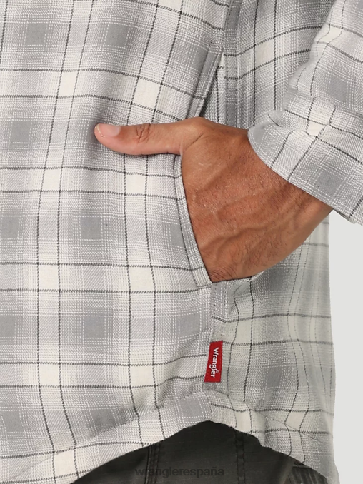 Wrangler ropa gris vaporoso (112325083) hombres Chaqueta camisera gruesa con forro de sherpa a cuadros BDR0J389