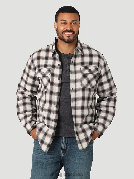Wrangler ropa lirio blanco (112324451) hombres Chaqueta camisera gruesa con forro de sherpa a cuadros BDR0J390