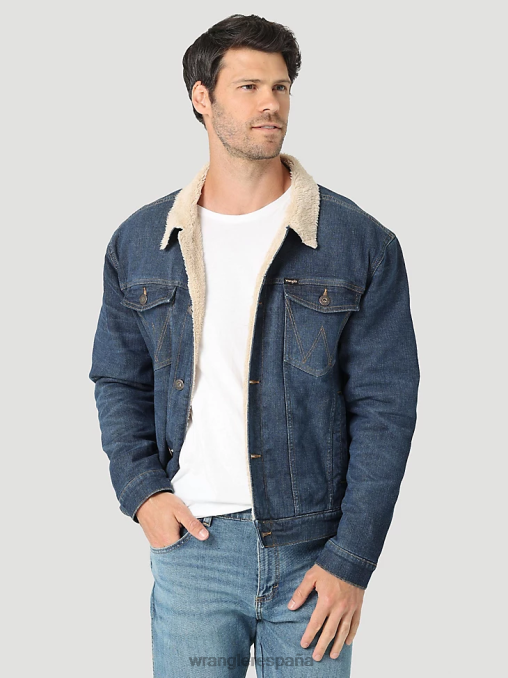 Wrangler ropa índigo oscuro (112323850) hombres chaqueta vaquera con forro de sherpa BDR0J614