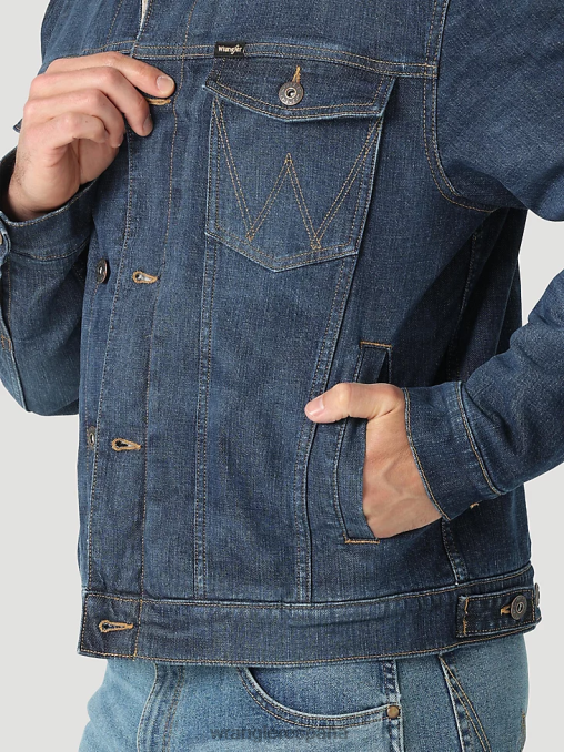 Wrangler ropa índigo oscuro (112323850) hombres chaqueta vaquera con forro de sherpa BDR0J614