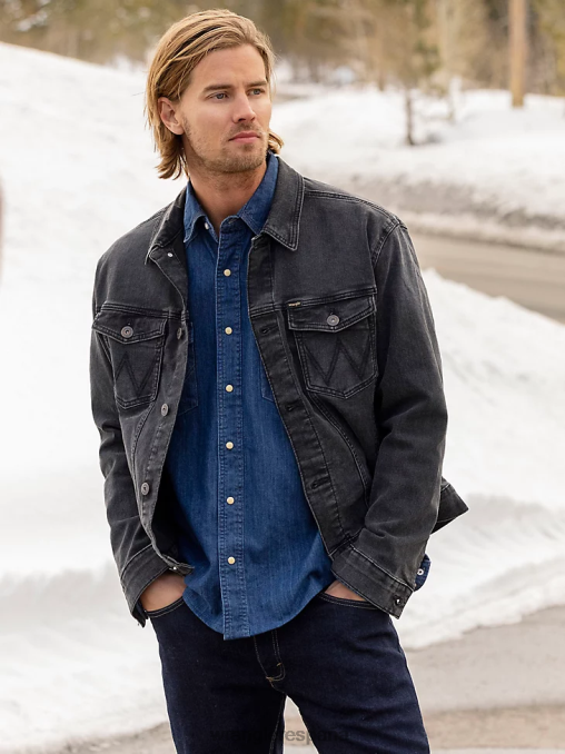 Wrangler ropa negro (mtjdabk) hombres chaqueta estilo camionero de mezclilla clásica BDR0J613