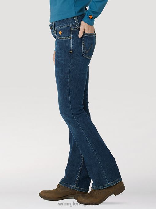 Wrangler ropa índigo oscuro (10frac1di) mujer Vaqueros de trabajo estilo bota Mae retro resistentes al fuego BDR0J804
