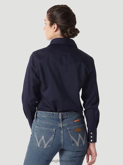 Wrangler ropa azul marino (frlw03n) mujer fr resistente al fuego manga larga sólido BDR0J894