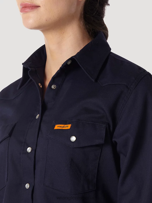 Wrangler ropa azul marino (frlw03n) mujer fr resistente al fuego manga larga sólido BDR0J894