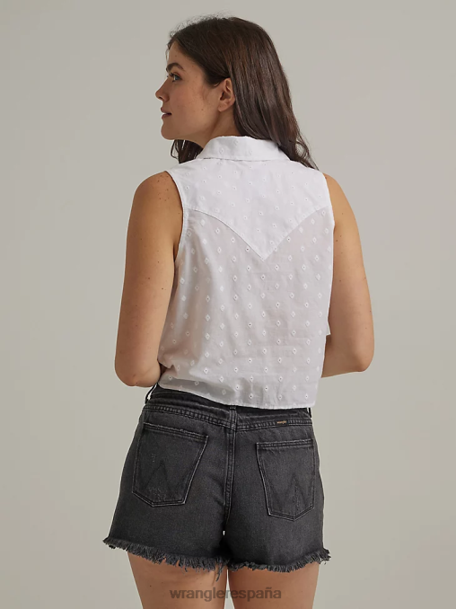 Wrangler ropa blanco (112333539) mujer camisa estilo western con lazo en la parte delantera BDR0J885