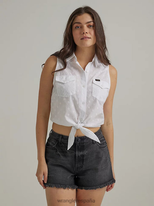 Wrangler ropa blanco (112333539) mujer camisa estilo western con lazo en la parte delantera BDR0J885