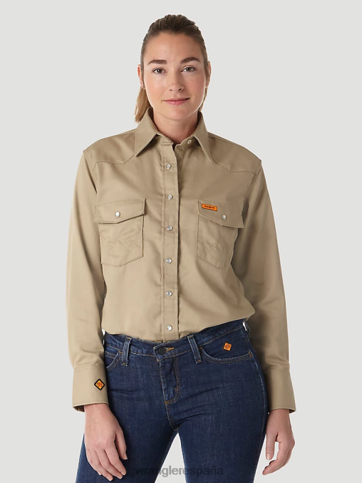 Wrangler ropa bronceado (frlw06t) mujer fr resistente al fuego manga larga sólido BDR0J893