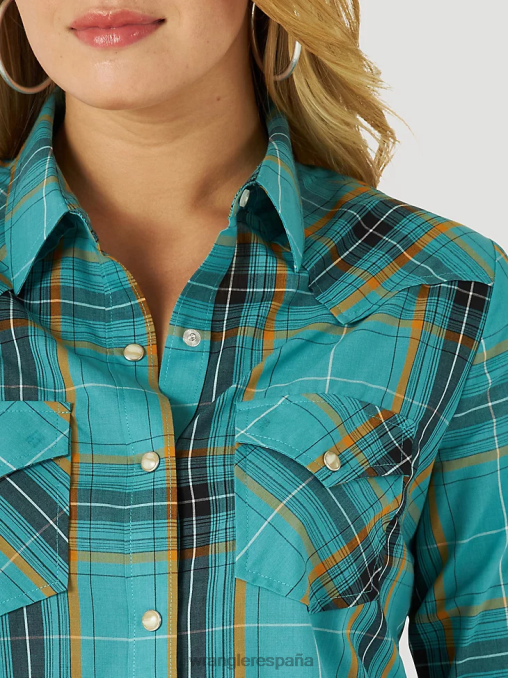 Wrangler ropa rojo pop (112329682) mujer top retro sin mangas a cuadros con broche occidental BDR0J896