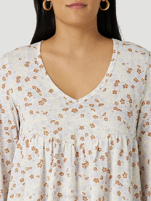 ropa negro (lw1002x) mujer Wrangler Top liso de manga larga con canesú delantero y trasero de un punto BDR0J888