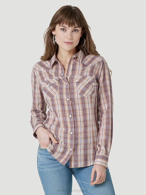 ropa negro (lw1002x) mujer Wrangler Top liso de manga larga con canesú delantero y trasero de un punto BDR0J888