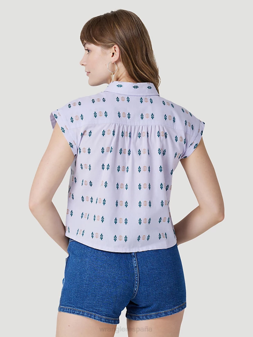 ropa negro (lw1002x) mujer Wrangler Top liso de manga larga con canesú delantero y trasero de un punto BDR0J888