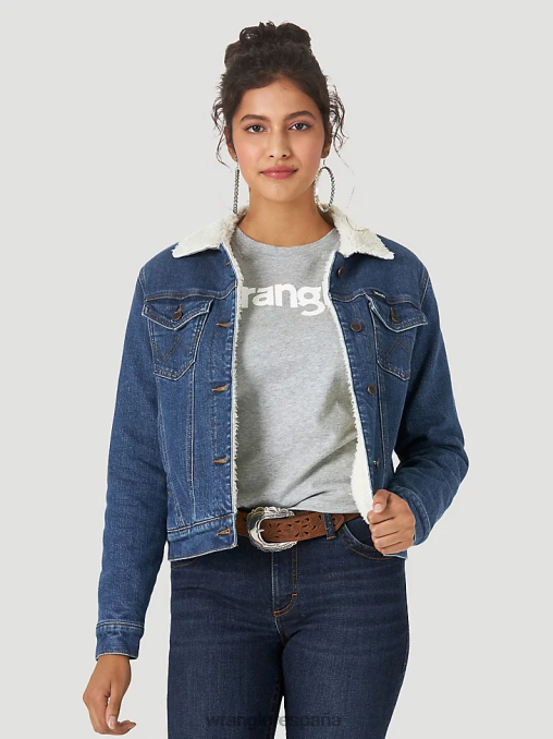 Wrangler ropa mezclilla (lwj320d) mujer chaqueta estilo western retro con forro de sherpa BDR0J869