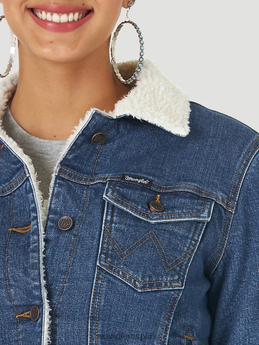 Wrangler ropa mezclilla (lwj320d) mujer chaqueta estilo western retro con forro de sherpa BDR0J869
