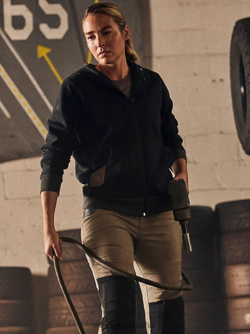 Wrangler ropa negro (3wf19bk) mujer sudadera con capucha y cremallera completa para trabajo riggs workwear BDR0J866