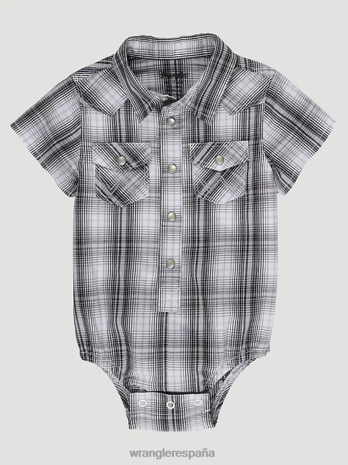 Wrangler ropa ajedrez gris (112329289) Niños body de manga corta con broche estilo western BDR0J1072