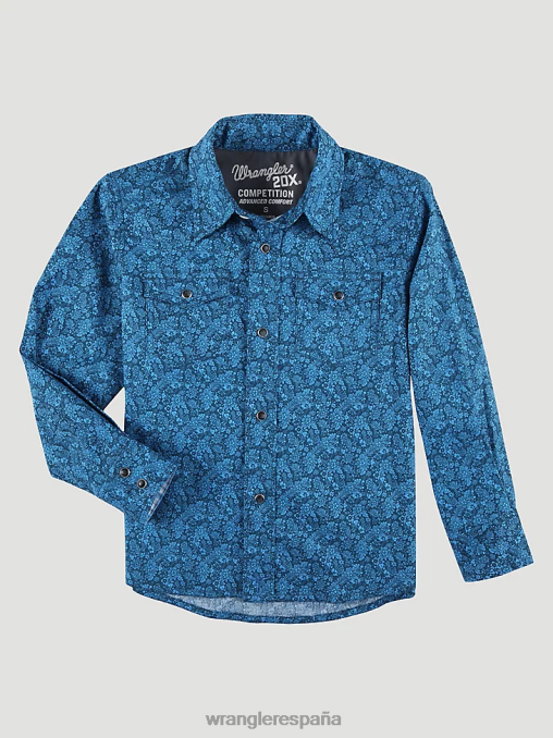 Wrangler ropa azul floral (112324808) Niños Camisa con estampado occidental a presión 20x Advanced Comfort BDR0J991